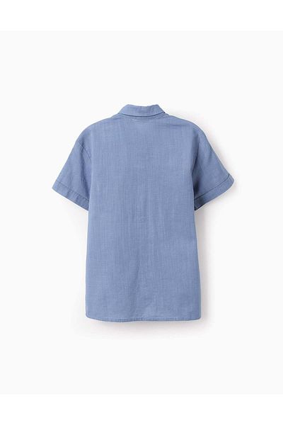 Ziddy Short Sleeve Cotton Shirt for Boys, Blue