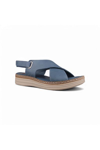 M.P. Women's Casual Sandals - Blue, Leather