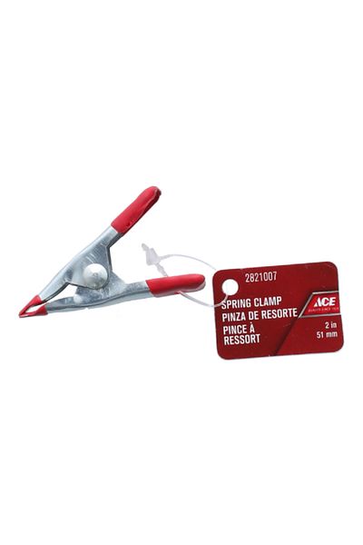 ACE Ergonomic Handle Sturdy Jaws Nickel Plated Spring Clamp Silver and Red 2inch