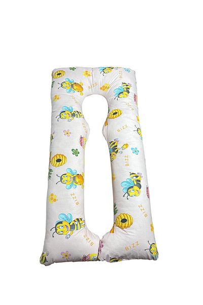OEM Ema 3 in 1 pregnancy pillow, U-shaped, Multifunctional, Bee Pink, Removable cover, 100% cotton, 135x75 cm