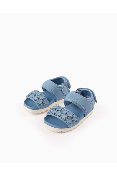 Ziddy Sandals with Flowers for Baby Girls, Blue