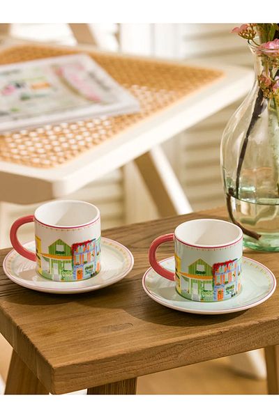 LC Waikiki Lcw Home Mixed Printed 2 Person Porcelain Coffee Cup Set 90 ml