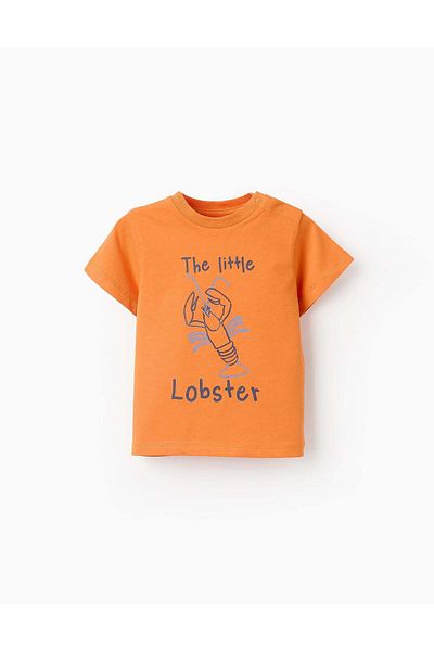 Ziddy Pack of 2 Cotton T-shirts for Baby Boys 'Oh, Crab', Blue/Orange