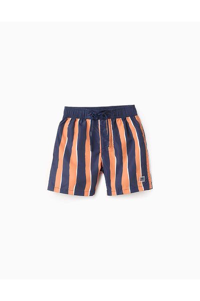 Ziddy Striped Swim Shorts for Boys, Blue/Orange