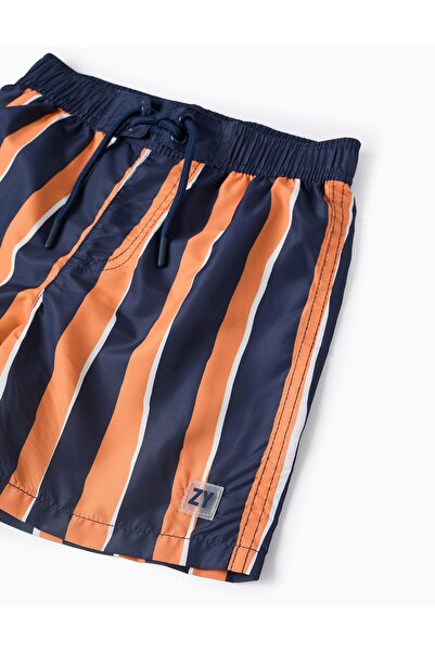 Ziddy Striped Swim Shorts for Boys, Blue/Orange