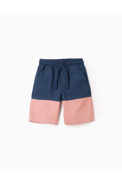 Ziddy Bicolour Twill Shorts for Girls, Blue/Pink