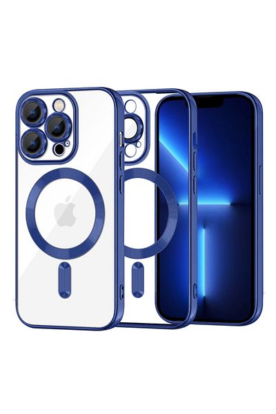 SKYDDAR INNOVATION Husă pentru iPhone 13 Pro Max, Magsafe de lux cu sclipici, rezistentă la șocuri, spate detașabil, albastră, set de autocolante