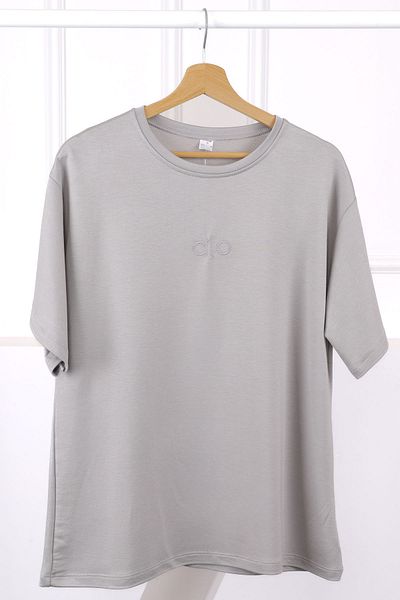 İmajButik Tricou modal cu mânecă scurtă brodat gri