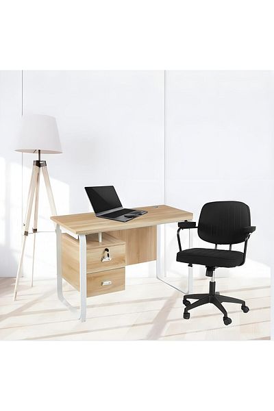 l'elefante Wooden Office Desk with Drawers – Modern Multi-Functional Workstation for Home, Study, Writing, Co