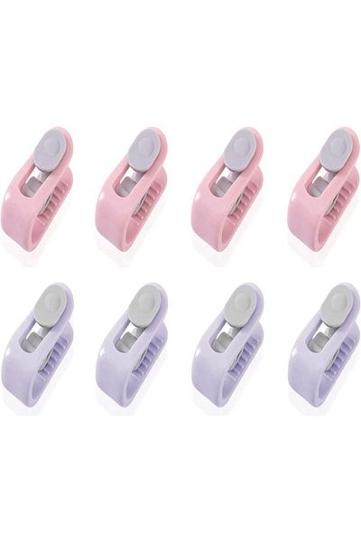 BOBOZHONG Set of 8 Bobozhong quilt clips, plastic, purple/pink/gray, 5.2 x 2.3 x 2 cm
