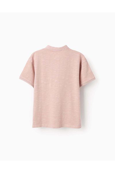 Ziddy Cotton T-shirt with Mao Collar for Boys, Pink