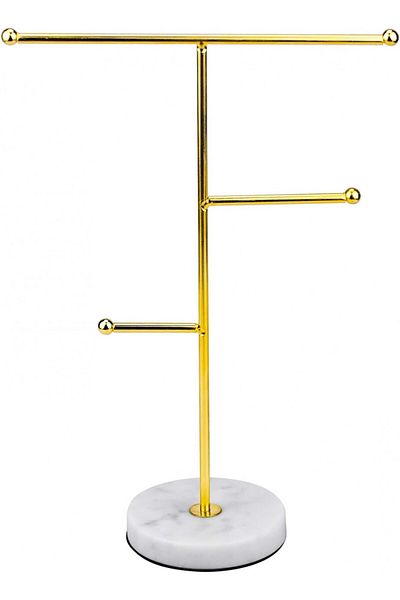 By Karaaslan Suport bijuterii KARAA, metal/marmură, auriu/alb, 24,5 cm