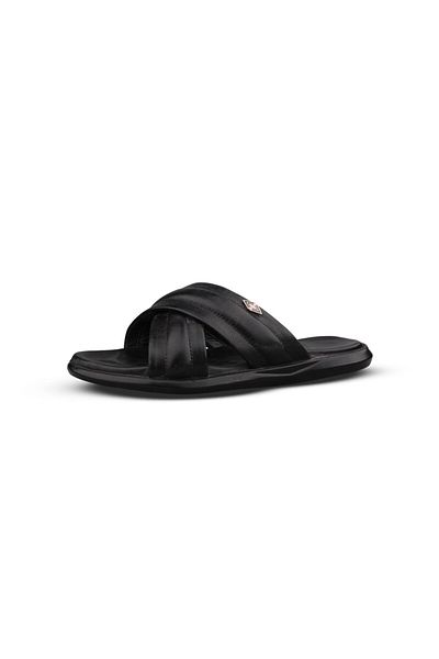M.P. Men's daily slippers - black, leather