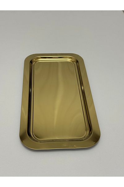 Elzemm store 1 Pcs Gold Color Large Rectangular Model Service and Presentation Tray 17*33 cm