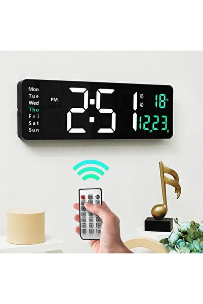 DEKORANLA Uzaktan Kumandalı LED Dijital Duvar Saati, Geri Sayım, Tarih, Sıcak...