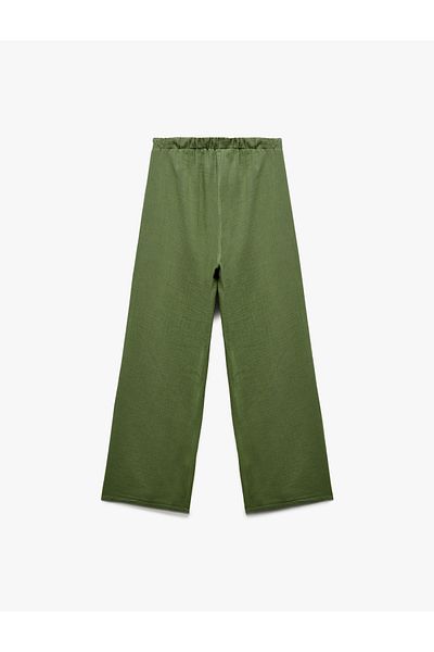 Koton Cotton Elastic Waist Tie-Up Long Muslin Trousers