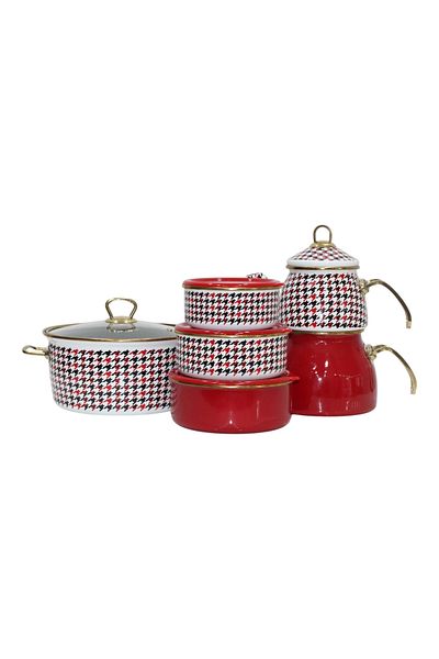 PR HOME Forte Red Dowry Set Teapot - Frying Pot - Storage Container