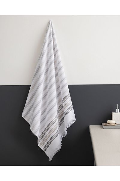 Madame Coco Guamod Cotton Bath Towel - White/Gray - 75X150 cm