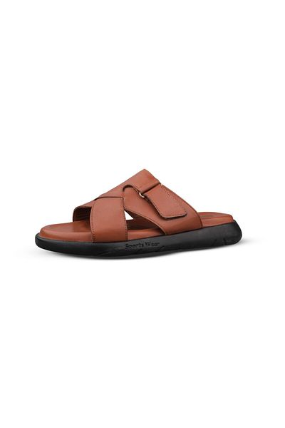 M.P. Men's Casual Slippers - Tan, Leather