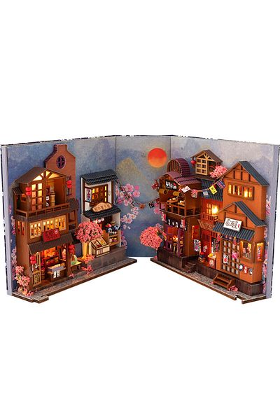 Choice TC25 with cover Diy Book Nook Doll House Miniature Wooden Bookshelf Shelf Insert Miniatures House Mo