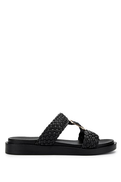 Tamer Tanca Women's Vegan Black Flat Slippers