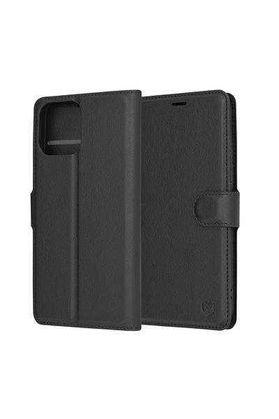 SKYDDAR INNOVATION Case for iPhone 13 Pro Max, Leather Folio, Book type, with Inner Wallet, Black, sticker set