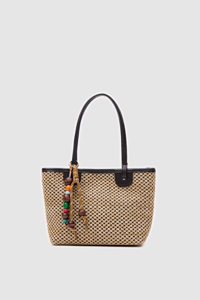 Shule Bags حقيبة كتف من القش من رون باللون البني