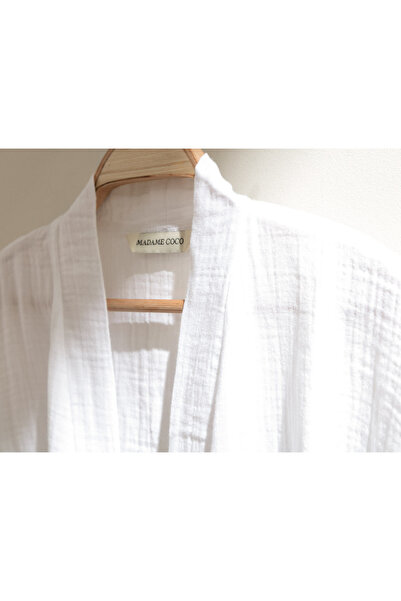 Madame Coco Zoe Muslin 100% Cotton Bathrobe - White