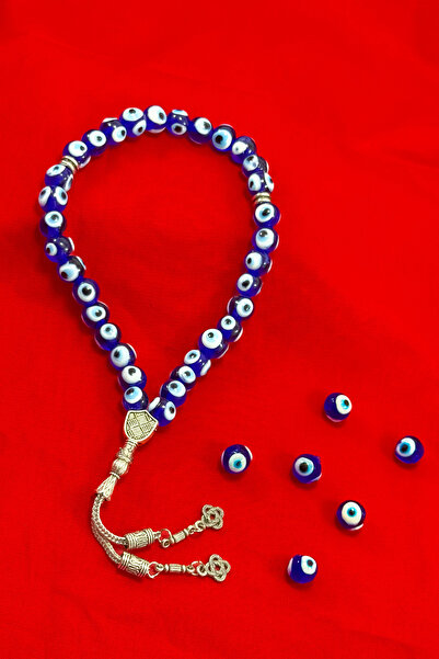 biuti Χειροποίητες χάντρες προσευχής από γυαλί μπλε ναυτικό με χάντρες κακού ...