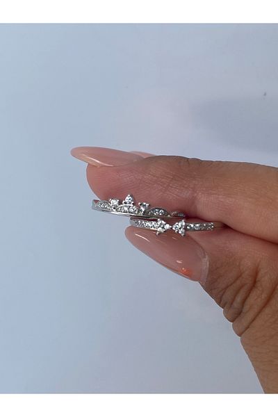 kurukafagift Double Joint Ring Adjustable Silver Color