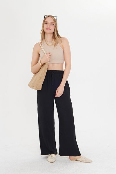 THIFF GYMWEAR Women's Wide Leg Muslin Trousers Set of 2