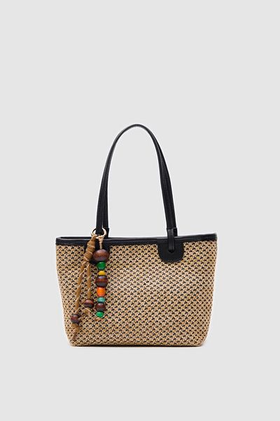 Shule Bags Geantă de umăr Roen Wicker Neagră
