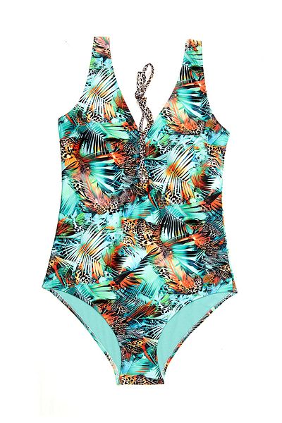 SUWEN Aqua Low-Cut Detailed Swimsuit