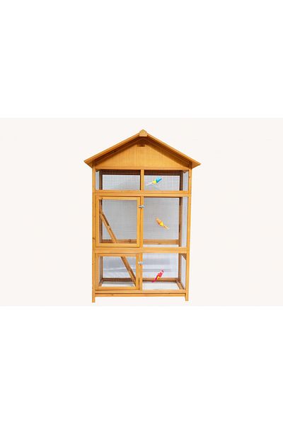 Buntz Wooden aviary for parrots, BUNTZ, double doors with lock, metal mesh, 108 x 57 x 164 cm