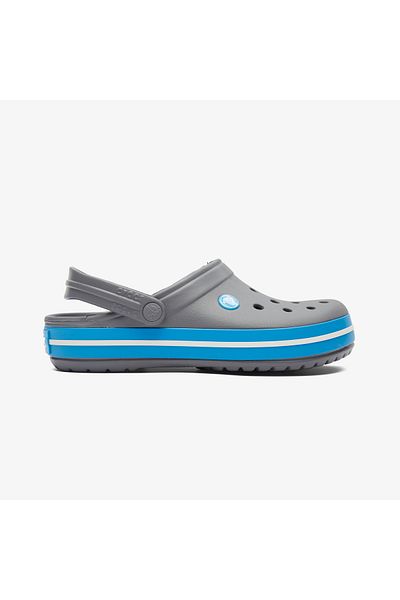 Crocs Sötétszürke uniszex Crocband Edge kék és fehér csíkos papucs