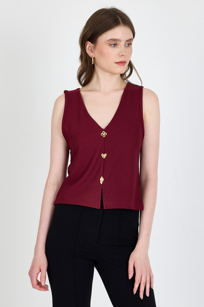 Rays Bluză fără mâneci cu decolteu în V bordeaux 019