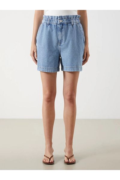 LC Waikiki Pantaloni scurți de damă LCW Comfort Indigo cu talie elastică