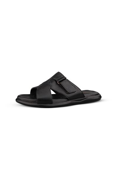 M.P. Men's daily slippers - black, leather