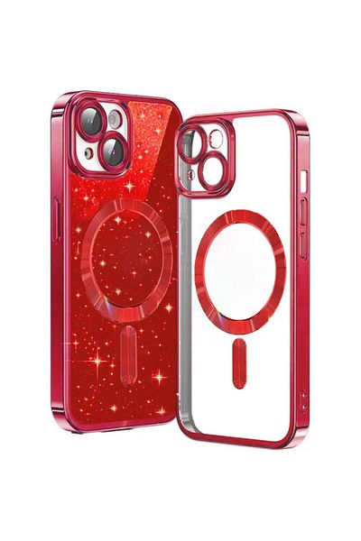 SKYDDAR INNOVATION Case for IPhone 13, Luxury Glitter Magsafe, Shockproof, Removable Back, Red, sticker set