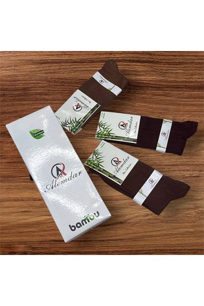 Alemdar Turkish men's long socks (12 pieces), made of bamboo fiber, soft, comfortable, scented and anti-odor.