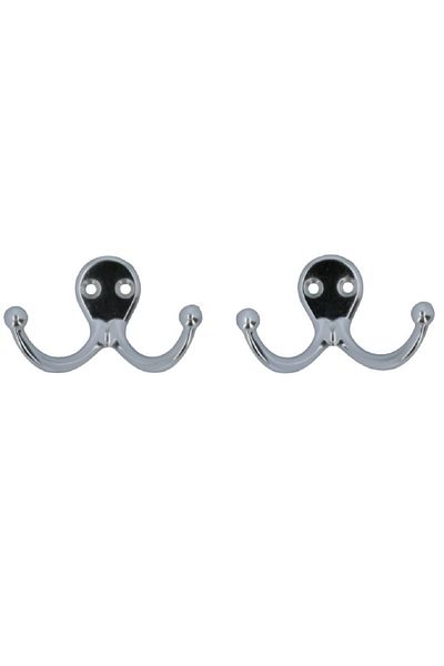 ACE 2-Piece Double Garment Hook Silver 3inch