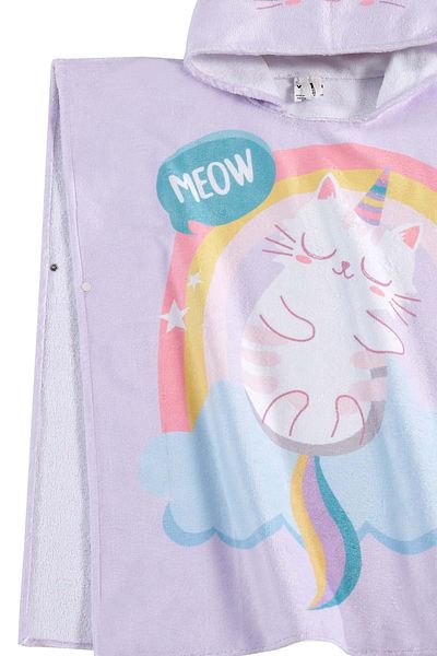 VEVİEN HOME Παιδική πετσέτα παραλίας Poncho με μοτίβο Meow 7-8 ετών
