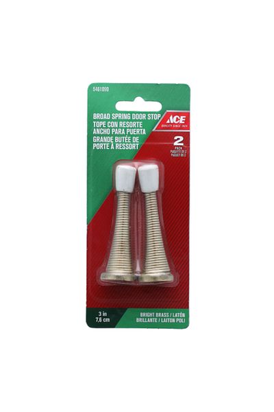 ACE 2-Piece Broad Spring Door Stopper Brass 3inch