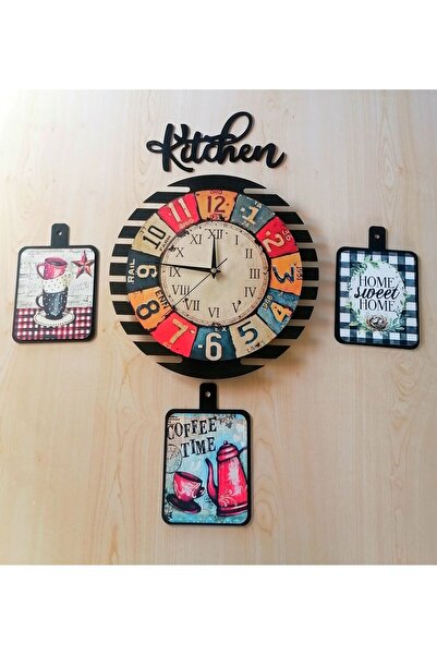 Bilge Lazer tasarım mutfak ( kitchen )retro stil duvar saati seti