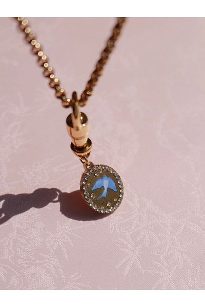 Reorah Collection Vintage Blue Mockingbird Steel Necklace