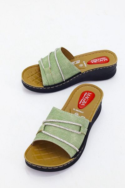 Nubbock Green Women's Stone Striped Comfortable Daily Slippers Nk2020