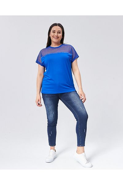 Esina Women's Shoulder Mesh Detailed Viscose Blouse