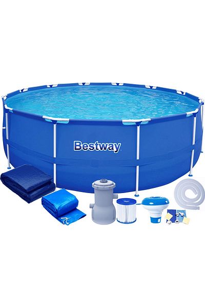 BESTWAY Piscina Cadru Metalic , 305x76 Cm, 4.700 Litri, Cu Toate Accesoriile