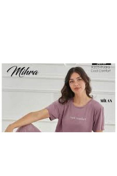 Mihra Mi̇hra-290-06-25 Women's Short Sleeve Cotton Pajamas Set R2051 Sm-L-Xl 2XL