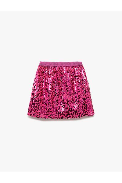 Koton Sequined Mini Skirt with Elastic Waist